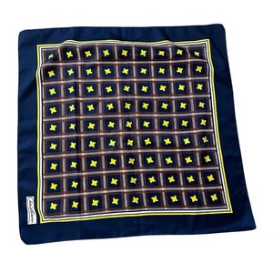 Christian Vintage Navy & Yellow Silk Scarf Made in Italy GUC